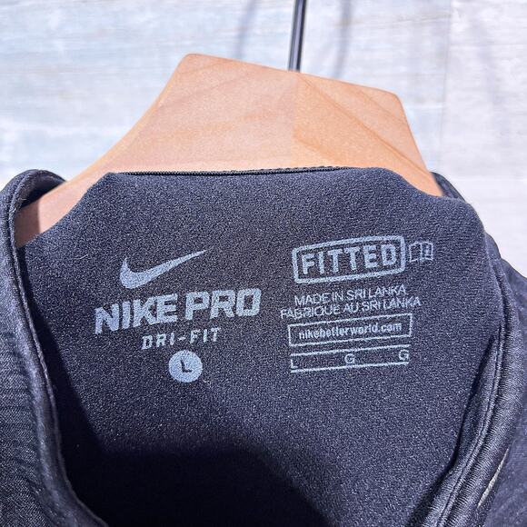 Nike Pro Combat Hyperwarm Lite Quarter Zip Pullover Black Dri Fit Mens Large - Picture 6 of 8